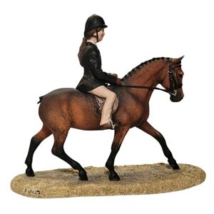 Vintage Border Fine Arts Girl On Pony / Horse 165 Figurine Anne Wall Flaw READ